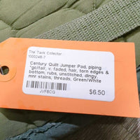 Quilt Jumper Pad, piping *gc/fair, v. faded, hair, torn edges & bottom, rubs, unstitched, dingy, mnr stains, threads
