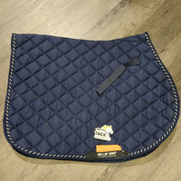 Quilt Jumper Saddle Pad, tabs, piping *gc, clean, mnr hair, snag, residue, puckers, stains & curled corner
