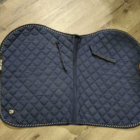 Quilt Jumper Saddle Pad, tabs, piping *gc, clean, mnr hair, snag, residue, puckers, stains & curled corner
