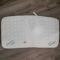 Thick Quilt Dressage Pad, 1x piping *gc, older, clean, pilly, mnr hair, rubs, threads, stains, unstitched, curled edge
