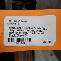Thick Short Rubber Boots *gc, dirty, sticker residue, dusty, scratches, dirty inside, smell
