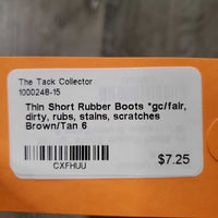 Thin Short Rubber Boots *gc/fair, dirty, rubs, stains, scratches
