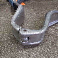 Aluminum Nutcracker Cribbing Collar, Double Nylon Neck Strap *gc/fair, v.dirty, older, frayed holes, faded, dents, scrapes, older
