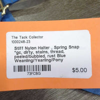 Stiff Nylon Halter , Spring Snap *gc, dirty, stains, thread, peeled/bubbled, rust
