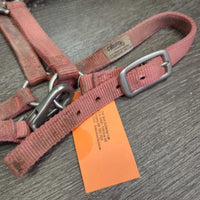 Soft Narrow Thick Nylon Halter, adj, snap *gc/fair, v.dirty, faded, rubs, stains, edge scrapes
