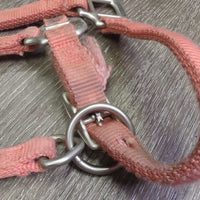 Soft Narrow Thick Nylon Halter, adj, snap *gc/fair, v.dirty, faded, rubs, stains, edge scrapes
