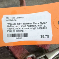 Soft Narrow Thick Nylon Halter, adj, snap *gc/fair, v.dirty, faded, rubs, stains, edge scrapes
