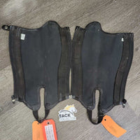 JUNIORS Synthetic Leather Half Chaps, Back Zipper *gc, v.dirty elastic, hairy, rubs
