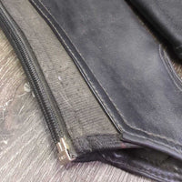 JUNIORS Synthetic Leather Half Chaps, Back Zipper *gc, v.dirty elastic, hairy, rubs
