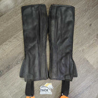 Quilt Lined Soft Leather Half Chaps *gc, mnr dirt, pills & rubs
