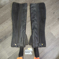 Quilt Lined Soft Leather Half Chaps *gc, mnr dirt, pills & rubs
