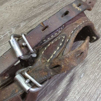 Narrow Leather Cribbing Collar *gc/fair, clean, cut ends, v.scraped & cracked, dry, stiff, thin spots
