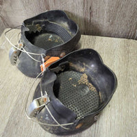 2 Hoof Boots *gc/fair, clean & dirty, stains, rust, scrapes, BROKEN inner heel straps
