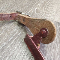 Pr Bumper Rowel Western Spurs, Smooth Leather Spur Straps *gc/fair, rubs, scrapes, scratches, peeling, dirt, chipped/sharp buckle

