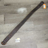 2" Wide Double Leather Back Cinch *fair, older, cracks, v.dry, v.stiff, stains, residue, rusty
