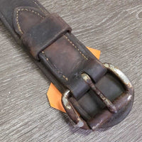 2" Wide Double Leather Back Cinch *fair, older, cracks, v.dry, v.stiff, stains, residue, rusty
