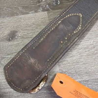 2" Wide Double Leather Back Cinch *fair, older, cracks, v.dry, v.stiff, stains, residue, rusty
