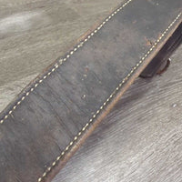 2" Wide Double Leather Back Cinch *fair, older, cracks, v.dry, v.stiff, stains, residue, rusty
