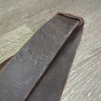 1.75" Leather Back Cinch, leather laces, conway buckle, snap *fair, older, stiff, dry, cracks, rust, deep scrapes
