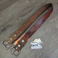 1.5"W Leather Back Cinch *gc, scrapes, rubs, slice, stains, twist, older
