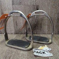 Pr Hvy Stirrup Irons, grips *fair, pitted, bubbled, scratches, scrapes, dirt/stain, chips
