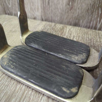 Pr Hvy Stirrup Irons, grips *fair, pitted, bubbled, scratches, scrapes, dirt/stain, chips
