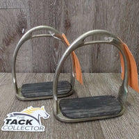 Vintage Hvy Stirrup Irons, Grips *gc, stains, scuffs, residue, clean, dings
