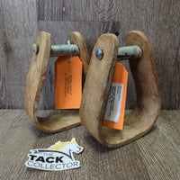 Child Light Wood Western Stirrups *fair, older, stains, rusty, split/crack, stains
