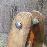 Child Light Wood Western Stirrups *fair, older, stains, rusty, split/crack, stains
