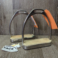 Fine Hvy Stirrup Irons, grips *gc, clean, scratches, scuffs, stained & crumbling grips
