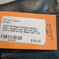 Paddock Boots, Zips *vgc/gc, mnr dirt, toe dent, scuffs, pills & hair
