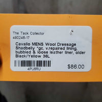 MENS Wool Dressage Shadbelly *gc, v.repaired lining, bubbled & loose leather liner, older
