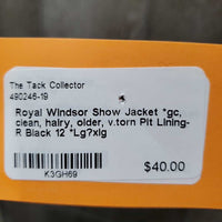 Show Jacket *gc, clean, hairy, older, v.torn Pit Lining-R
