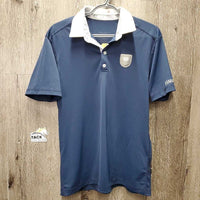 MENS SS Polo Shirt, 1/4 Button Up *vgc, mnr cracking logo, older, crinkled & dingy collar, mnr seam rubs & thread
