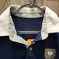 MENS SS Polo Shirt, 1/4 Button Up *vgc, mnr cracking logo, older, crinkled & dingy collar, mnr seam rubs & thread
