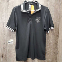 MENS SS Polo Shirt, 1/4 Button Up *vgc, mnr cracking logo, older, mnr stretched cuffs
