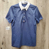 MENS SS Polo Show Shirt, 1/3 Button Up *vgc, mnr pilly cuff edges, collar stains & crinkles
