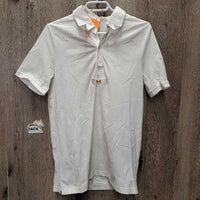 MENS SS Polo Show Shirt, 1/3 Button Up *vgc, mnr pilly cuff edges, collar stains & crinkles, creased/wrinkled
