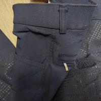 Full Grippy Seat Breeches *gc, seam puckers, v.rubbed & pilly, threads, pulled belt loop end
