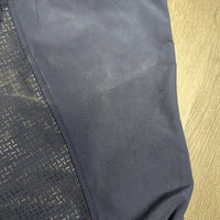 Full Grippy Seat Breeches *gc, seam puckers, v.rubbed & pilly, threads, pulled belt loop end
