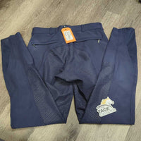 Full Grippy Seat Breeches *gc, seam puckers, v.rubbed & pilly, threads, pulled belt loop end
