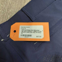 Full Grippy Seat Breeches *gc, seam puckers, v.rubbed & pilly, threads, pulled belt loop end
