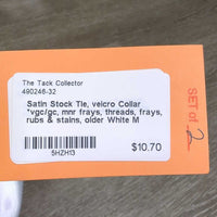 Satin Stock Tie, velcro Collar *vgc/gc, mnr frays, threads, frays, rubs & stains, older
