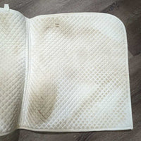 Quilt Dressage Pad, piping *gc, clean, cut tabs, rubs, stains, mnr pills, hair, unstitched, dingy
