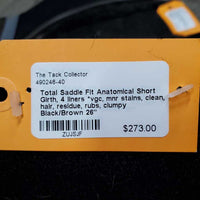 Anatomical Short Girth, 4 liners *vgc, mnr stains, clean, hair, residue, rubs, clumpy
