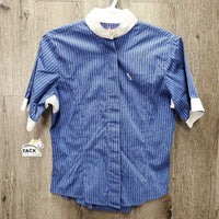 SS Show Sun Shirt, 1/3 Button up, button Collar, mesh pits "EAS" *gc, older, crinkled, dingy, puckers
