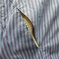 SS Show Sun Shirt, 1/3 Button up, button Collar, mesh pits "EAS" *gc, older, crinkled, dingy, puckers
