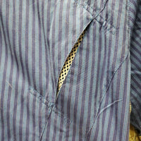 SS Show Sun Shirt, 1/3 Button up, button Collar, mesh pits "EAS" *gc, older, crinkled, dingy, puckers
