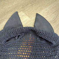 Crochet Fly Veil Ear Bonnet, piping *vgc, clean, curled, mnr hair & faded
