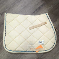 Thick Quilt Jumper Pad, 2x piping *gc, clean, stains, mnr hair, rubs, holey edges, puckers, threads
